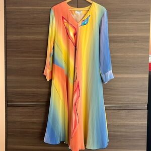 FABULOUS vintage Yolanda Lorente hand painted silk dress size 3 (L) very unique!